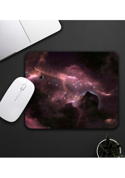 Pembe Ve Siyah Renk Galaksi Temalı Mouse Pad 23x19cm Fare Altlığı Kaydırmaz Taban De595 Mousepad