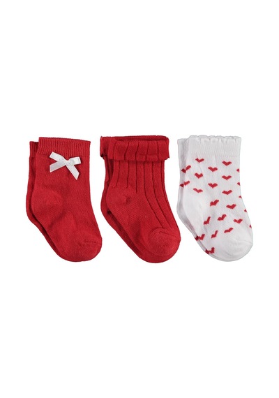 Civil Baby Fiyonk Aksesuarlı 3'lü 6- Bebek Kız Çorap Set - Standart