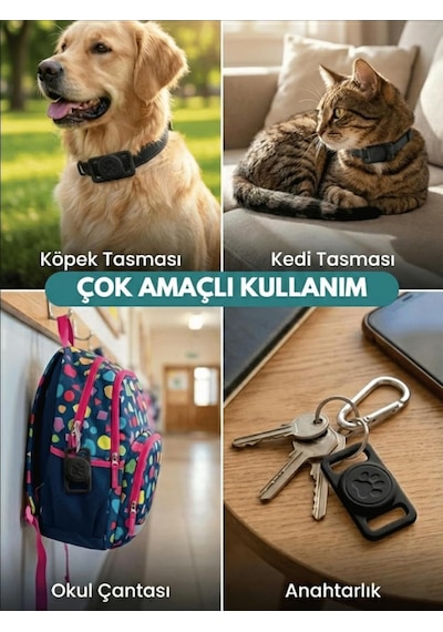 Gözcü Mobil Kedi Köpek Takip Cihazı Android Ios Uyumlu Pet Evcil Hayvan Tasması Sim Kartsız Akıllı Takip Cihazı, Siyah