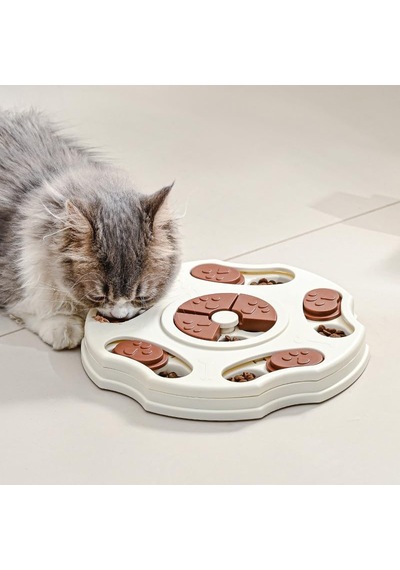 Kedi & Köpek Mama Bulmaca Oyuncağı Yavaş Besleyici İnteraktif Gıda Dağıtıcı Beyaz