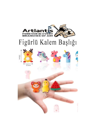 Kalem Başlığı Figürlü 10 Adet Kalem Süsü Erkekler İçin Değişik Karkatür Hayvan Silikon Kalem Ba