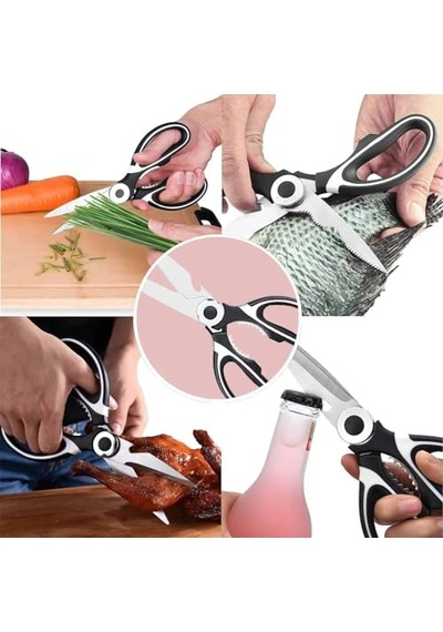 Ayrex Xesha Keskin Mutfak Makası, Çok Amaçlı Paslanmaz Çelik Makas, Tavuk, Balık, Et, Sebzeler, Otlar, Barbekü,