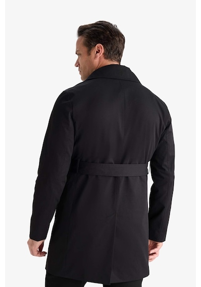 Defacto Slim Fit Dar Kesim Kemerli Düğmeli Trençkot D5528ax25aubk27 Siyah