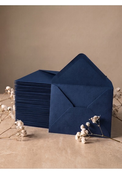 25 Adet 13x18 Cm Premium Kalite Davetiye Zarfı Koyu Mavi