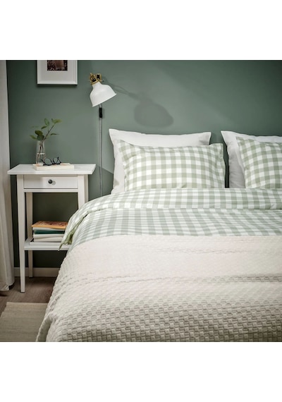 Ikea Ektandvınge Tek Kişilik Nevresim Takımı 150 X 200 Cm Beyaz - Açık Yeşil Çok Renkli