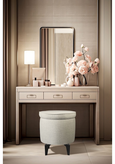 Gazzini Furniture Rio Retro Ayaklı Sandıklı Silindir Dekoratif Puf - Beyaz