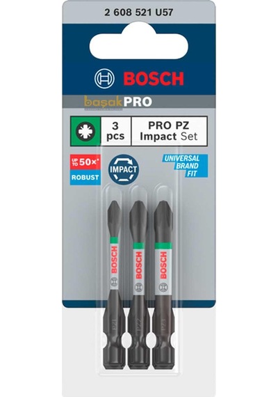 Bosch Pro Impact 3'lü Yıldız Bits Uç Seti Pz1-pz2-pz3 55mm 2608521u57