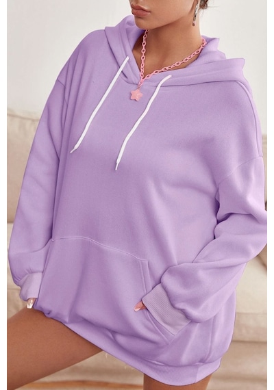 Uyguntarz Unisex Butterfly & Letter Graphic Baskılı Sweatshirt Lila
