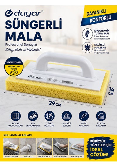 Duyar Süngerli Mala En :14 Cm Boy : 29 Cm Kod :113