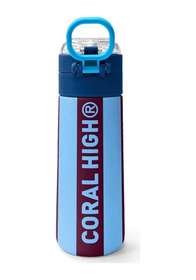 Coral High Kids Bordo Mavi Taraftar Desenli Pipetli Ve Direkt İçim Çelik Termos 500 Ml 31788 Çok Renkli