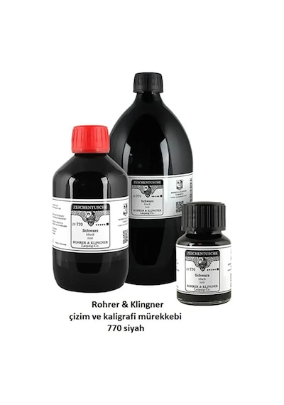 Rohrer&klingner Çizim-kaligrafi-hat Mürekkebi-770 Siyah 25ml Ekonomik Boy Çok Renkli