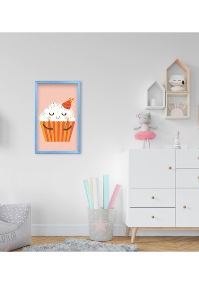 Bk Home Sevimli Muffin Tasarımlı Dekoratif Mavi Ahşap Çerçeveli Ç (551087414)