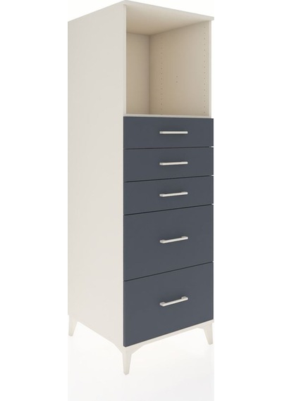Kronos Dolap Tek Raflı 5 Çekmeceli 60x59x182 Aytaşı-antrasit Aytaşı