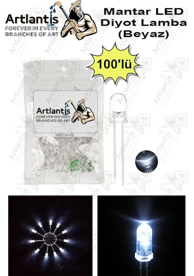 Beyaz Mantar Led Diyot Lamba 100 Lü 1 Paket Beyaz 4.8 Mm Mini Mantar Led Lamba Deney Bilim Proje Arduino Işığı