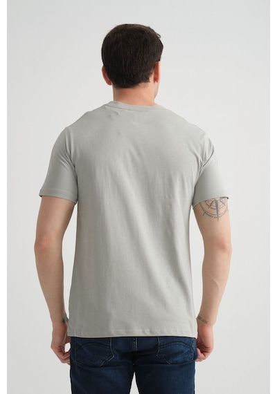 Shooter Sportwear Shooter Erkek T-shirt Minimal Baskılı Pamuklu Kumaş Standart Kalıp Gri