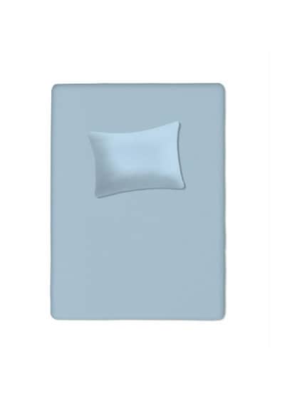 %100 Pamuklu Bebek Aparalı Çarşaf 115x150 + Bebek Yastık Kılıfı 35x45 Mavi