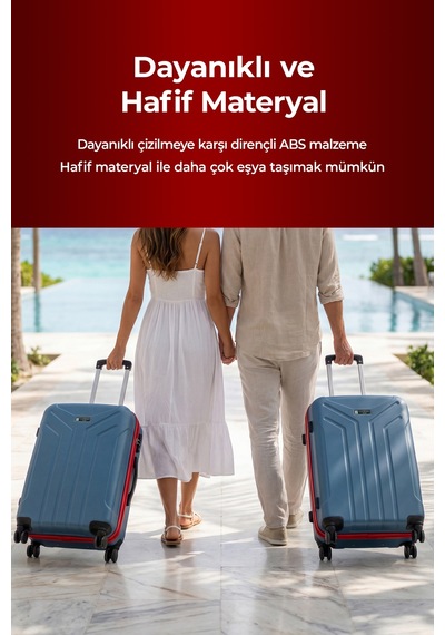 Cotpoly Home Petra Lüx Abs Orta Boy Valiz 65 Cm Mavi Kırmızı