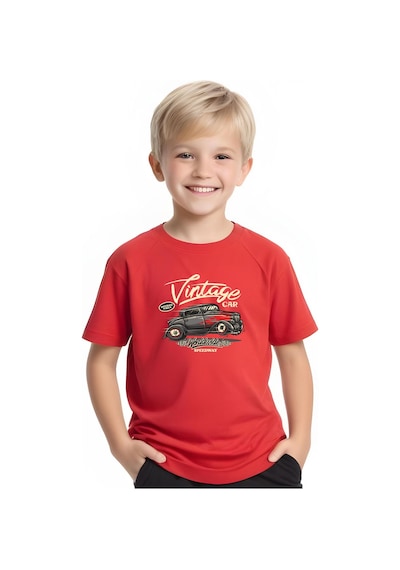 Fyk Kids Erkek Çocuk Yuvarlak Yaka Baskılı T-shirt Kırmızı