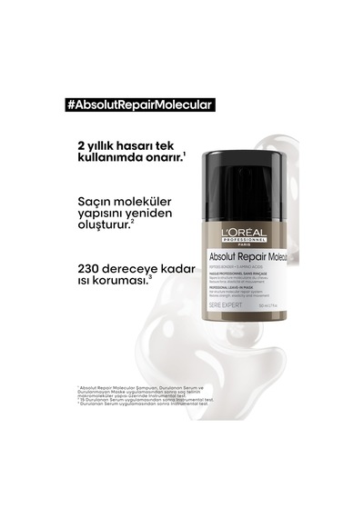 L'oréal Professionnel Paris Serie Expert Absolut Repair Molecular Tüm Yıpranmış Saçlar İçin Durulanmayan Maske 5