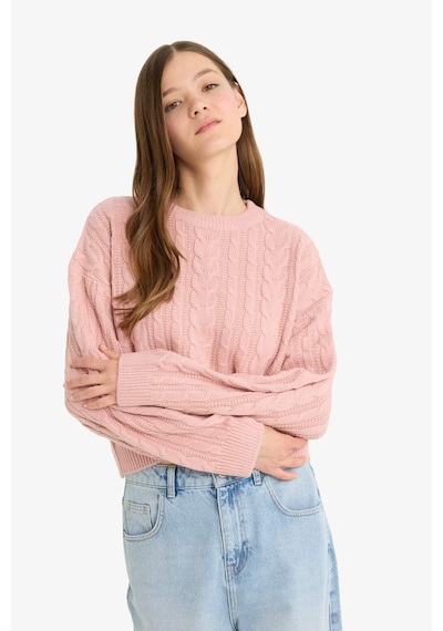 Defacto Coool Regular Fit Bisiklet Yaka Triko Kazak T4518az25wnpn83 Pembe
