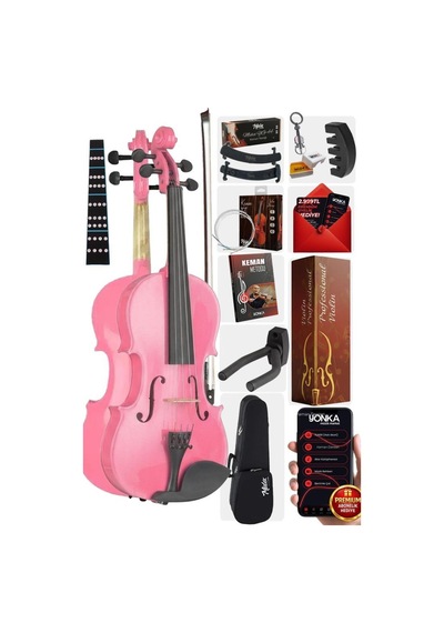 Midex HGA24PİNK-PAK Pembe 1/2 Çocuk Kemanı Seti  (Yastık Tuner Susturucu Çanta Yay Reçine)