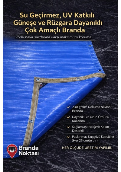 Her Ölçüde Tır Brandası Ürünü Dokuma Naylon Branda Çok Amaçlı Ev-balkon-teras-bahçe Brandası Mavi