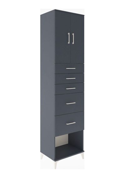 Hyperion Dolap 2 Raflı 5 Çekmeceli 2 Kapaklı 60x44x243 Antrasit-antrasit Antrasit