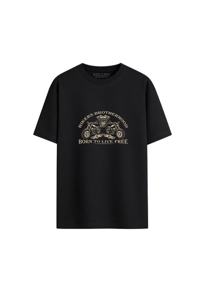 Black Nova Oversize Baskılı Unisex %100 Pamuk T-shirt Brotherhood Siyah
