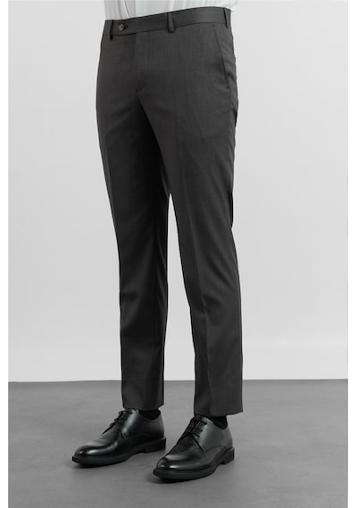 İmza Kahverengi - Bej Yan Cep Kendinden Desenli Comfort Fit Classic Pantolon 1003255177