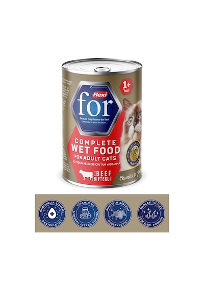 Biftekli Yetişkin Kedi Yaş Maması 400 Gr - Kolajen Destekli