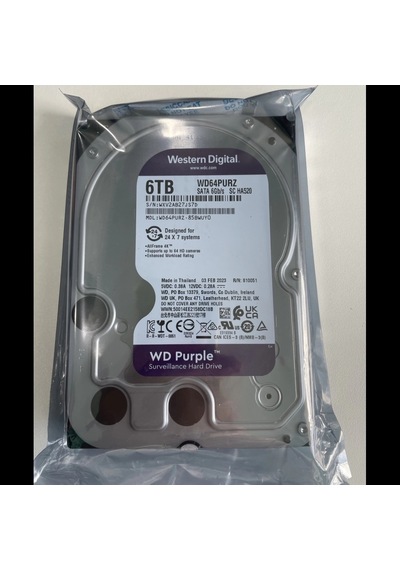 Wd Purple, Wd64purz, 3.5", 6tb, 256mb, 5400 Rpm, 7/24 Güvenlik, Hdd Türkiye Distribütörü Garantili
