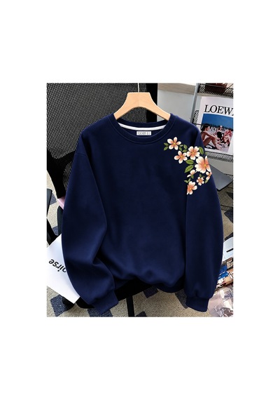 Esade Kadın Beyaz Sarı Çiçek Kol Baskılı Rahat Kalıp Bisiklet Yaka Lacivert Sweatshirt Lacivert Esade Kadın Beyaz Sarı Çiçek Kol Baskılı Rahat Kalıp Bisiklet Yaka Lacivert Sweatshirt Lacivert