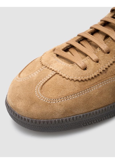 %100 Hakiki Deri Taba Süet Bağcıklı Kadın Sneaker Taba