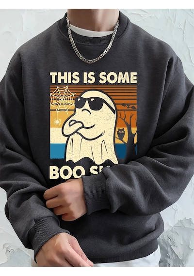Startmore Tarzsokak Bu Biraz Şaka Yapılı Baskılı Erkek Sweatshirt Kışlık Yuvarlak Yaka Kapüşonlu Sweatshirt Sokak Antrasit