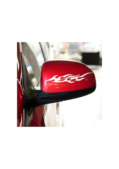 Araba Yan Ayna Motosiklet Alev Oto Sticker Etiket Yapıştırma 2 Ad