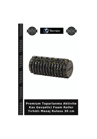 Premium Toparlanma Aktivite Kas Gevşetici Foam Roller Tırtıklı Masaj Rulosu 30 Cm Siyah - Sarı