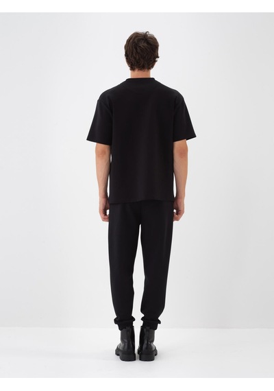 Xint Siyah Pamuk Dokulu Oversize Tişört 502175