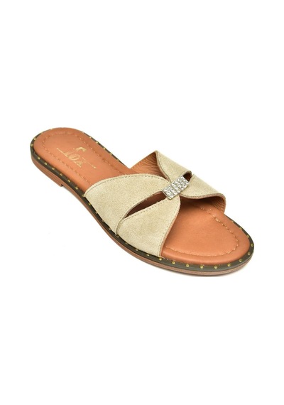 Fox Shoes U291290002 Bej Süet Kadın Terlik Bej-süet Çok Renkli