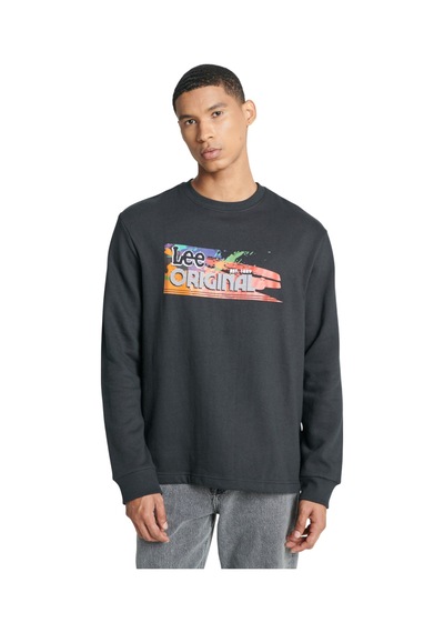 Lee Cooper Regular Fit Normal Kesim Bisiklet Yaka Şardonlu Siyah Sweatshirt Sİyah