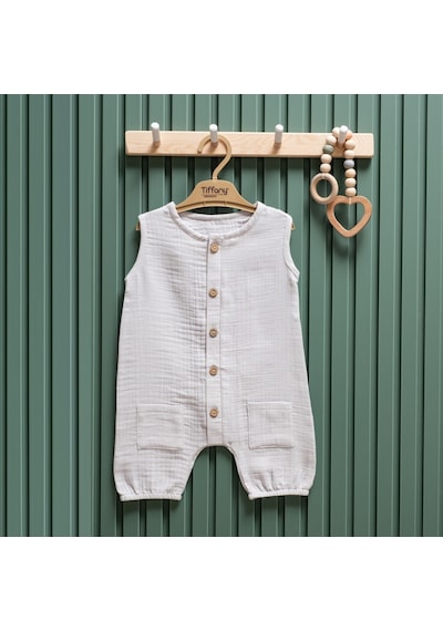 Tiffany Baby & Kids Tiffany Baby Müslin Theme Kısa Atlet Tulum 26023 Gri