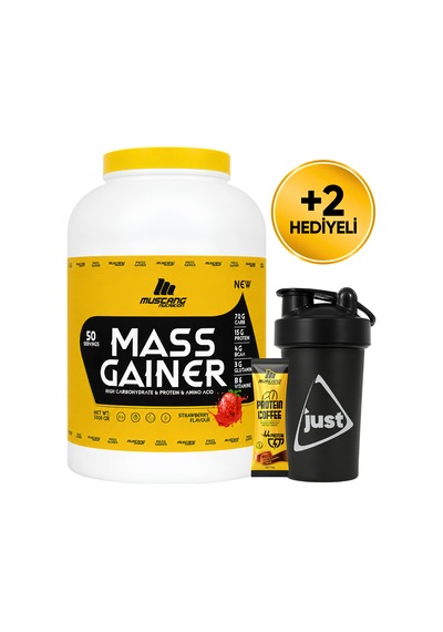 Mustang Nutrition Mass Gainer Karbonhidrat Tozu 5000 Gr 50 Servis Çilek + Shaker + Protein Kahve Hediyeli çilek