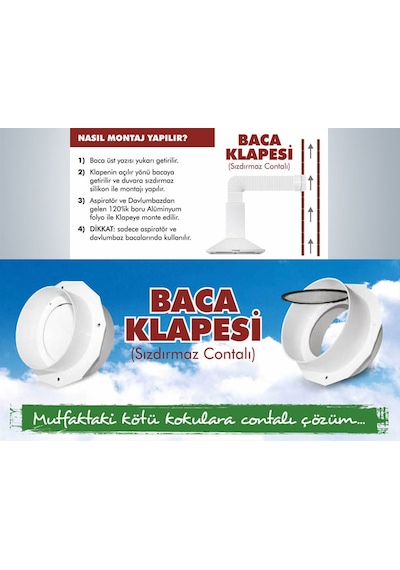 Baca Klape Aspiratör Ve Davlumbaz Bacası İçin Kokumatik
