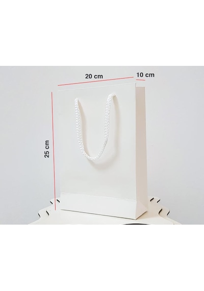 Beyaz Karton Çanta 25 Adet 20X25X10 Cm