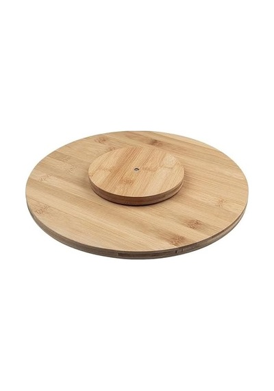 Bambu Dönerli Sunum Tahtası, 360 Derece Dönebilen Yuvarlak Pizza Ve Kahvaltı Sunum Tepsisi 30 Cm 15cm