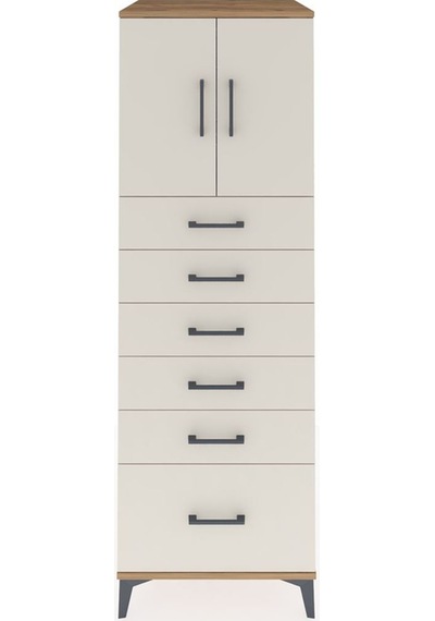 Kronos Dolap Tek Raflı 6 Çekmeceli 2 Kapaklı 60x59x182 Çam-ay... Çam