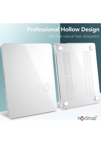 Novstrap Apple Macbook Air 15 İnç A2941 M2 Çip İle Uyumlu Parlak Kılıf + Şeffaf Klavye Kılıfı + Film