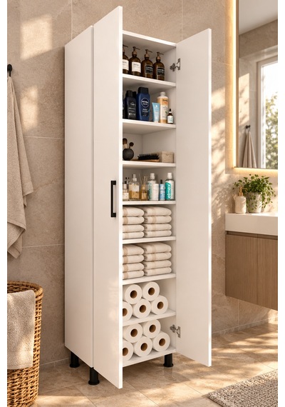 Derin Ayaklı 8 Raflı 2 Kapaklı Çok Amaçlı Mutfak Dolabı Ayaklı Banyo Dolabı Çok Amaçlı Dolap Beyaz Derin Ayaklı 8 Raflı 2 Kapaklı Çok Amaçlı Mutfak Dolabı Ayaklı Banyo Dolabı Çok Amaçlı Dolap Beyaz