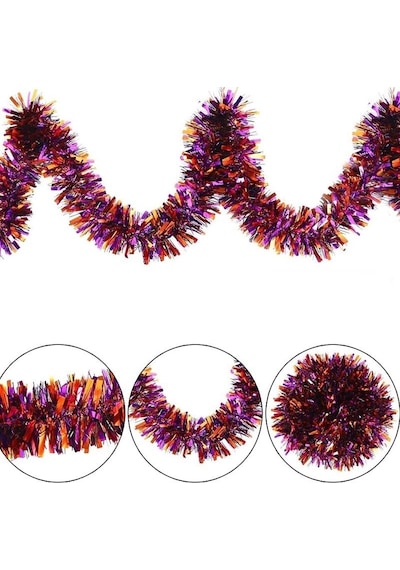 Mey İthalat Mor Turuncu Renk 4 Cm Genişlik Garland Çift Renk Sim Süs 180 Cm Standart