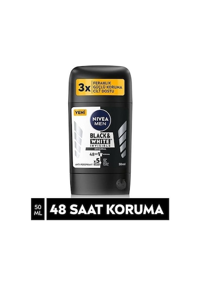 Nivea Black & White 48 Saat Invisible Original Erkek Stick Deodorant 3 x 50 ML