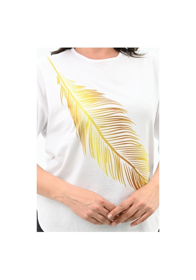 Kadın Büyük Beden Baskı Detaylı T-shirt 1773-2-24 001